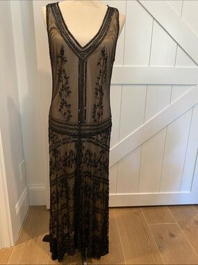 Beautiful vintage Beaded Black Sheer Evening Gown